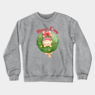 Merry X’mas, Meowy Christmas, cute and adorable Christmas cat. Crewneck Sweatshirt